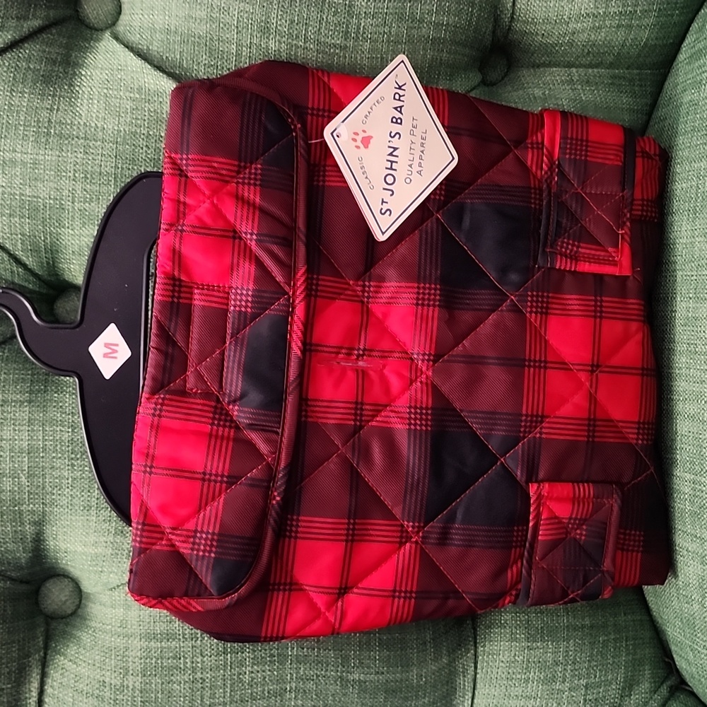St Johns Bark Red Plaid Dog Coat